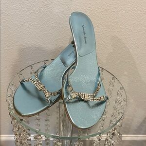 Amanda Smith Light Blue Rhinestone Sandals